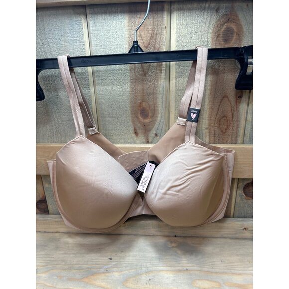 Victorias Secret 36DD Lined Perfect Coverage Bra Beige Nylon Blend Womens New - Picture 1 of 7